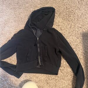 John gault black cropped zip up hoodie